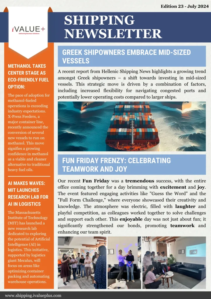 July Edition of our iValuePlus Shippping Newsletter